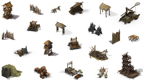 270 Objects Medieval Ancient War Warrior Interior Exterior Architectural Environment Game Assets Kit