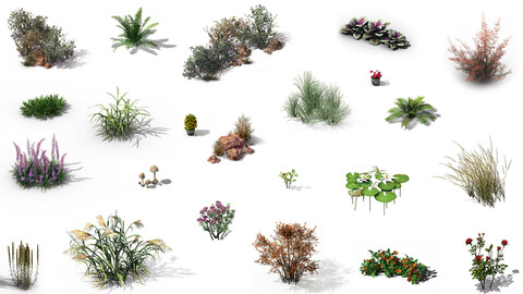297 Grass Flower Plant Tree Wood Nature Interior Exterior Background Environment Construction Kit Game Assets