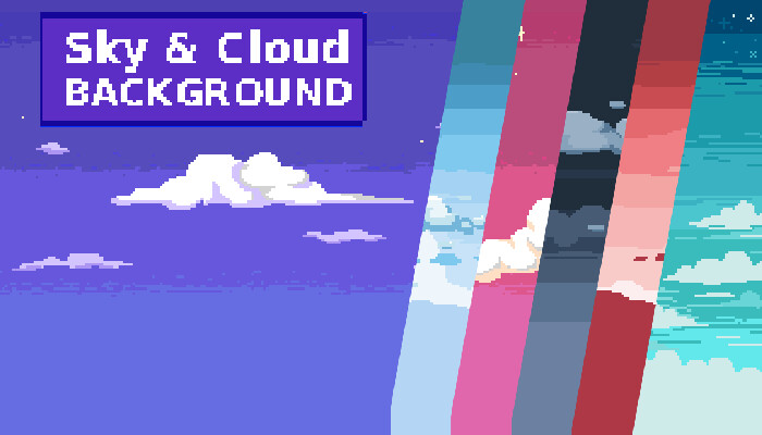 Free Sky with Clouds Background Pixel Art Set 