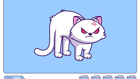 Cute White Cat Angry Cartoon Vector Icons Illustration. Flat Cartoon Concept. Suitable for any creative project.