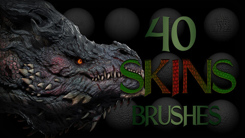 40 Dragons and Reptiles Skins Brush + Alpha