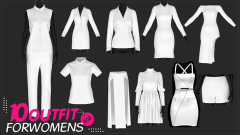 10. BASIC WOMEN'S CLOTHES PACK / Marvelous Designer / CLO3D + ZPRJ + OBJ