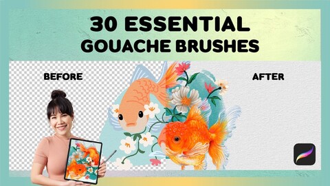 Gouache Brushes Procreate | 30 Essential Gouache Brushes