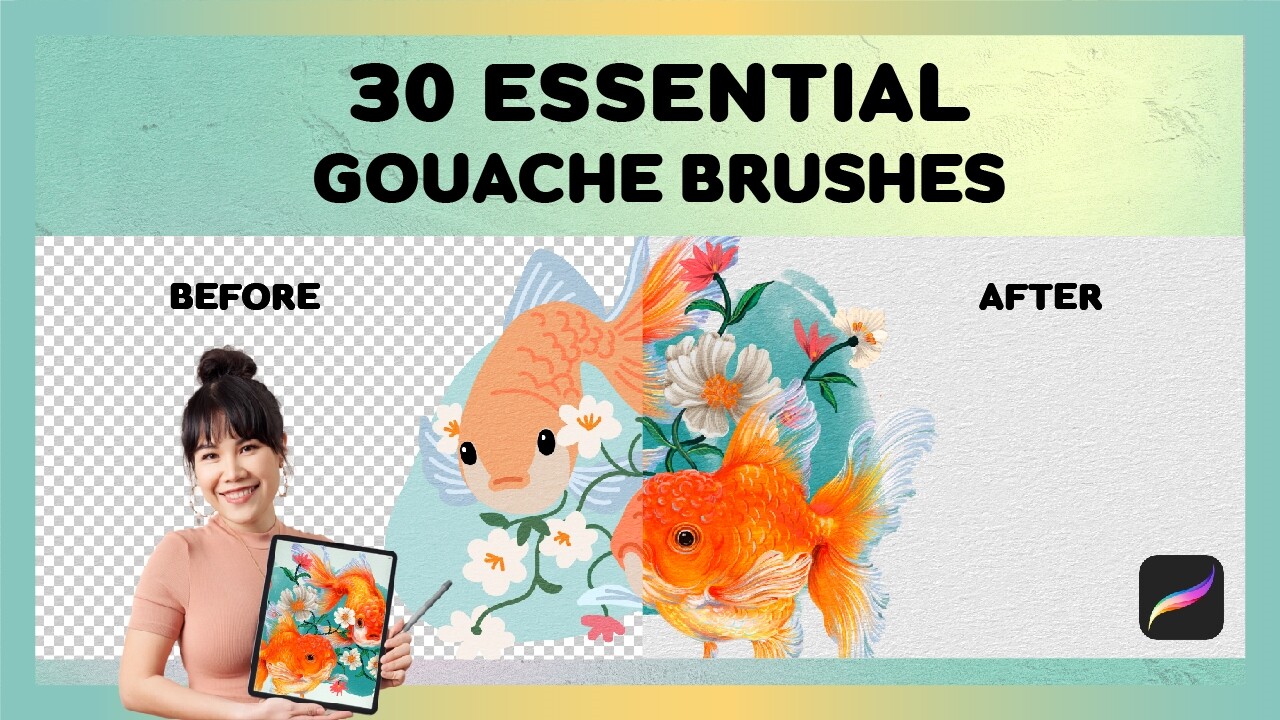 Procreate Gouache Brushes, 3 Gouache Brushes Procreate, Add-ons