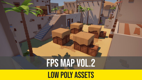 Low Poly FPS Map Vol2 Shooter Desert City Map for Unity