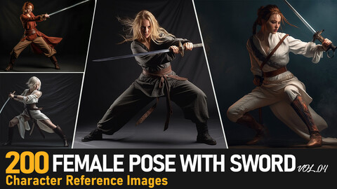 Female Pose With Sword VOL.04|4K Reference Images