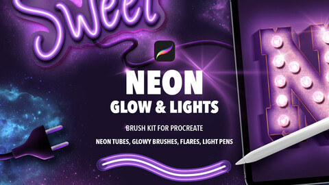 Neon Glow and Lights brush kit for Procreate