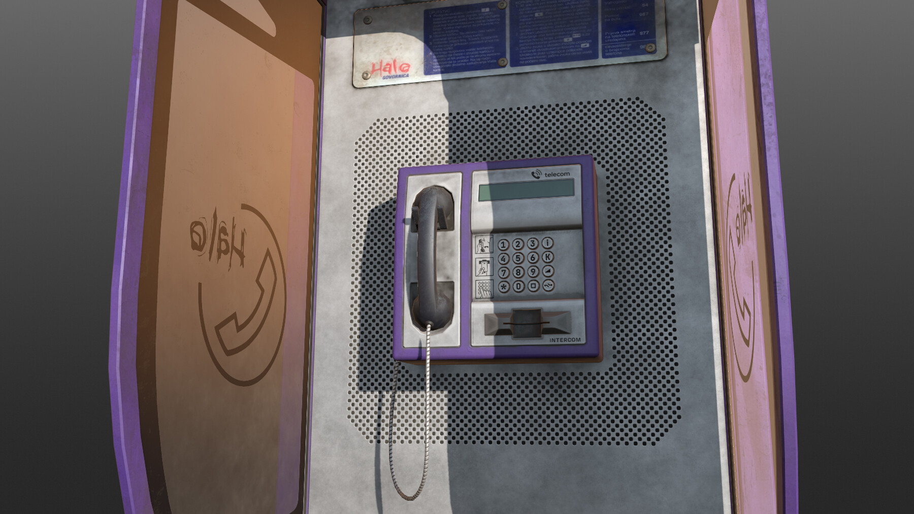 Artstation Novisad Phonebooth Double Violet Game Assets