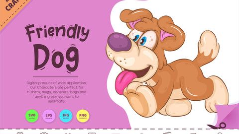 Friendly Cartoon Dog. Clipart.