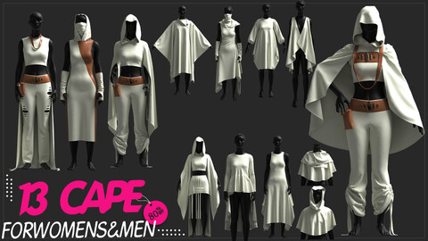 13. Cape MODELS for female / Marvelous Designer / CLO 3D