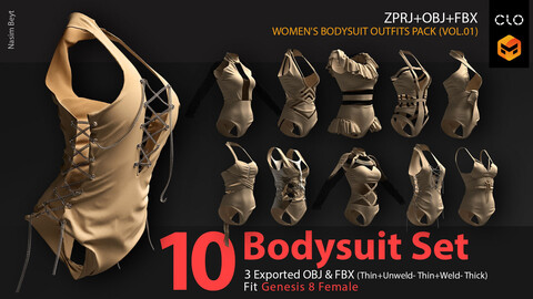 10 Bodysuit Set (VOL.01). CLO3D, MD PROJECTS+OBJ+FBX