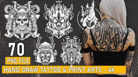 70 Hand Drawn Tattoo & Print Arts