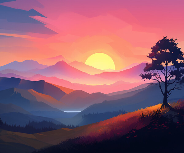 ArtStation - Sunset Mountains | Artworks