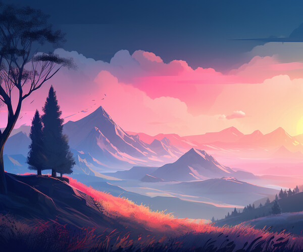 ArtStation - Sunset Mountains | Artworks