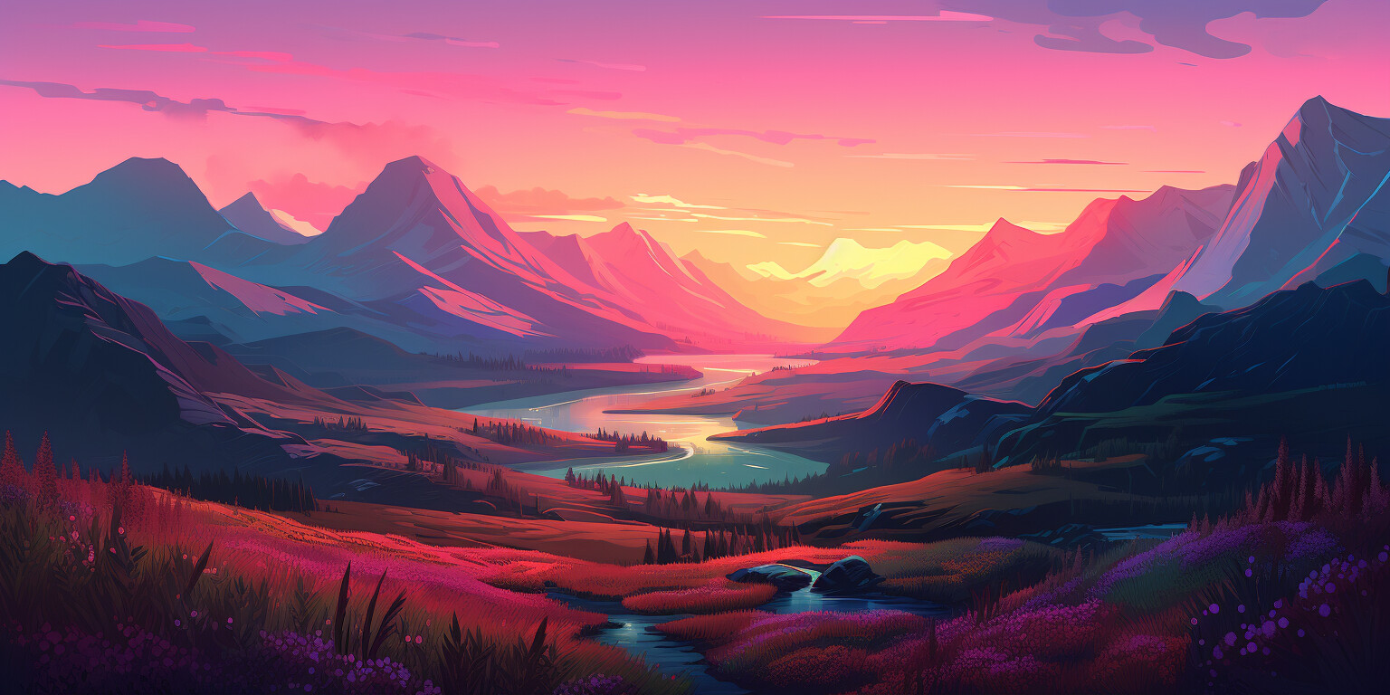 ArtStation - Sunset Mountains | Artworks