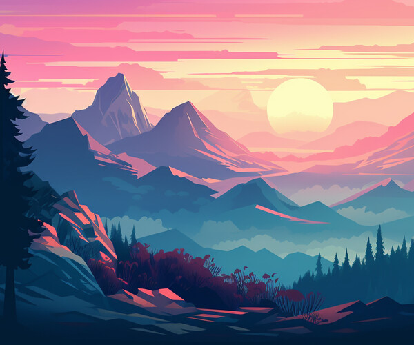 ArtStation - Sunset Mountains | Artworks