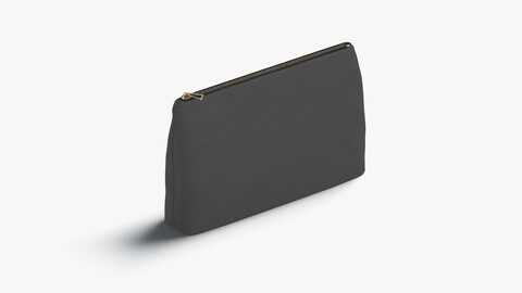 Black Canvas Pouch - linen zip bag