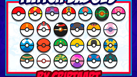 Twitch Badges / Badges Pokeball / Pokemon / Stream anime / Gameplays / Streamer Gamer