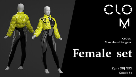 Female  set / Marvelous Designer/Clo3D project file + OBJ