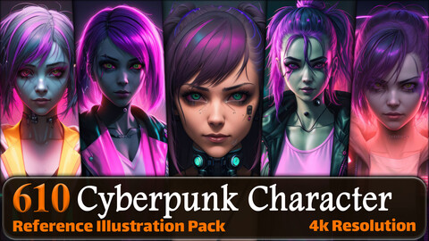 610 Cyberpunk Character Reference Pack | 4K | v.4