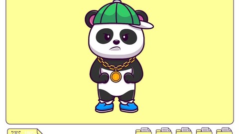 Cute Cool Panda Wearing Necklace And Hat Cartoon Vector Icons Illustration. Flat Cartoon Concept. Suitable for any creative project.