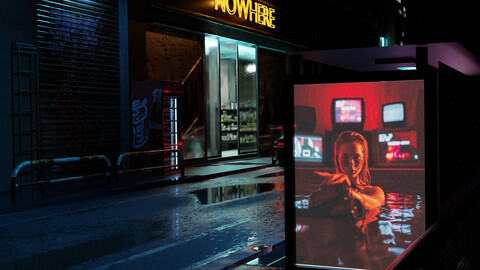Cyberpunk Street Scene 3D Blender File (Textured) + (FBX - OBJ - MTL Files)