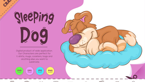 Sleeping Cartoon Dog. Clipart