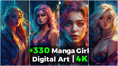 +330 Manga Girl Digital Art (4k)