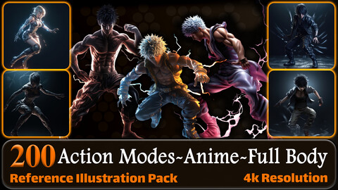 200 Action Modes - Anime (Full Body) Reference Pack | 4K | v.3