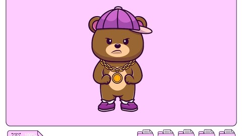 Cool Bear Wearing Necklace And Hat Cartoon Vector Icons Illustration. Flat Cartoon Concept. Suitable for any creative project.