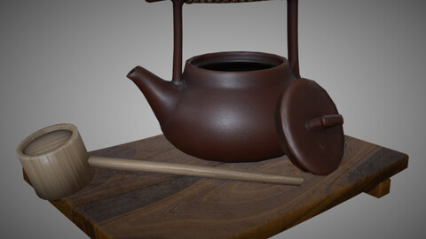 Clay teapot with some accessories