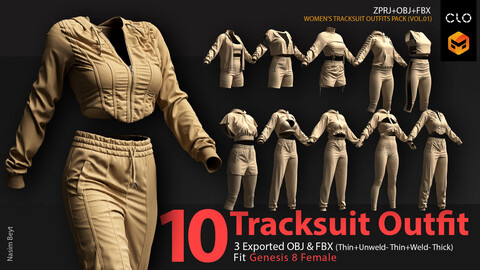 10 Tracksuit Outfit sets (VOL.01). CLO3D, MD PROJECTS+OBJ+FBX