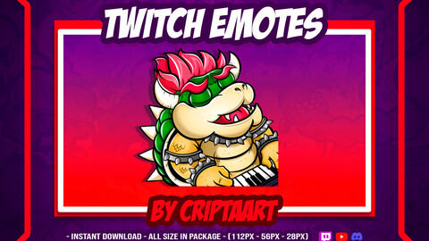 Twitch Emote / Bowser Emote / Peaches / Gamer Stream / Gameplays / Video gAme / Retro / Koopa