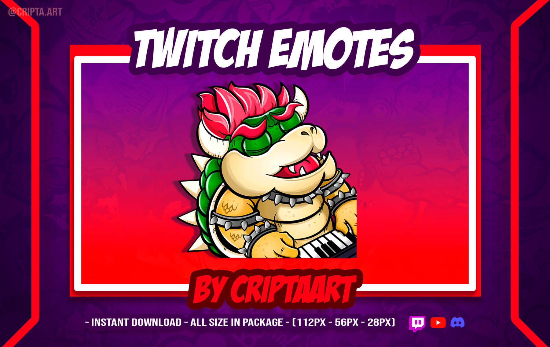 Artstation Twitch Emote Bowser Emote Peaches Gamer Stream Gameplays Video Game