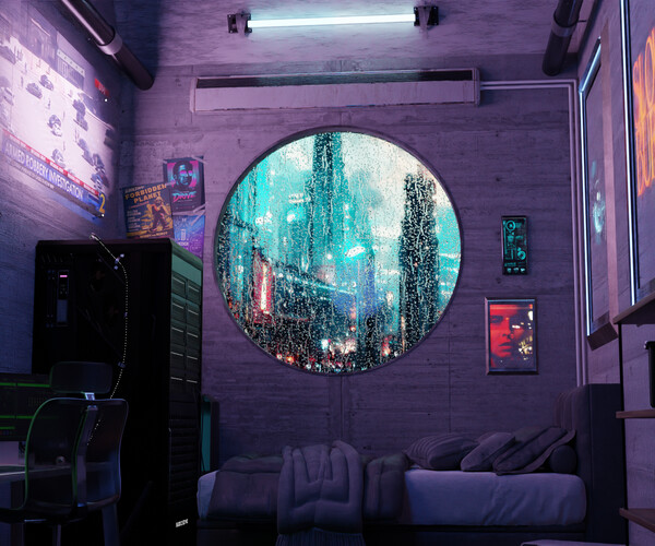 ArtStation - High Detail Cyberpunk Apartment Scene 3D Blender File ...