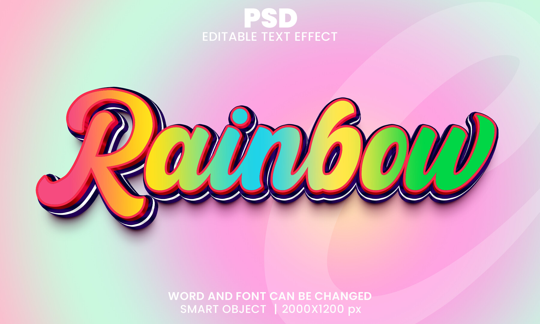 ArtStation - 3D Rainbow. PSD Fully Editable Text Effect. Layer Style ...