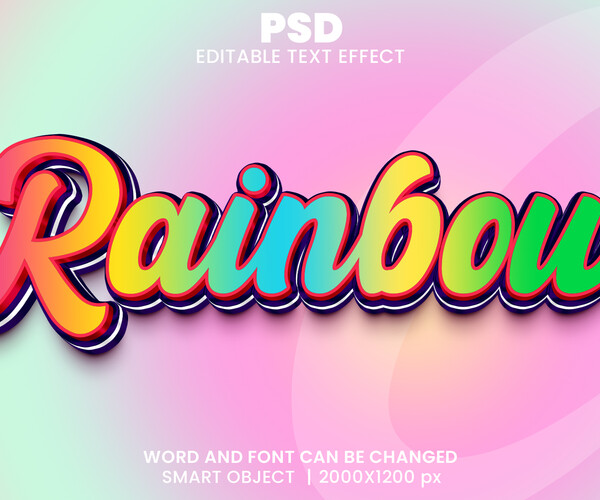 ArtStation - 3D Rainbow. PSD fully editable text effect. Layer style ...