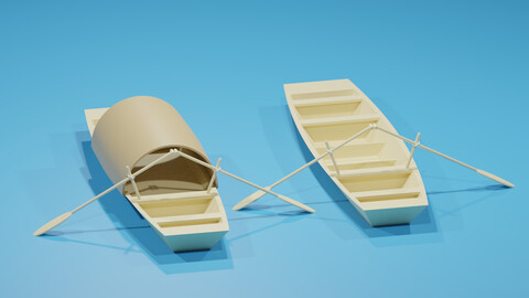 Asian Chinese Wooden Boat With Canopy