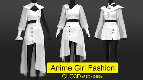 Anime girl fashion (CLO3D /obg /fbx)