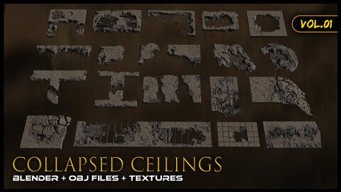 Collapsed / Damaged / Destroyed Post Apocalyptic Ceilings and Roofs Vol.01