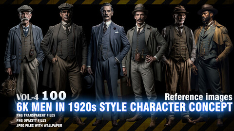 100 6K MEN IN 1920s STYLE CHARACTER CONCEPT - VOL4