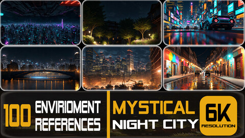100 Mystical Night City Landscape - Environment References | 6K Resolution