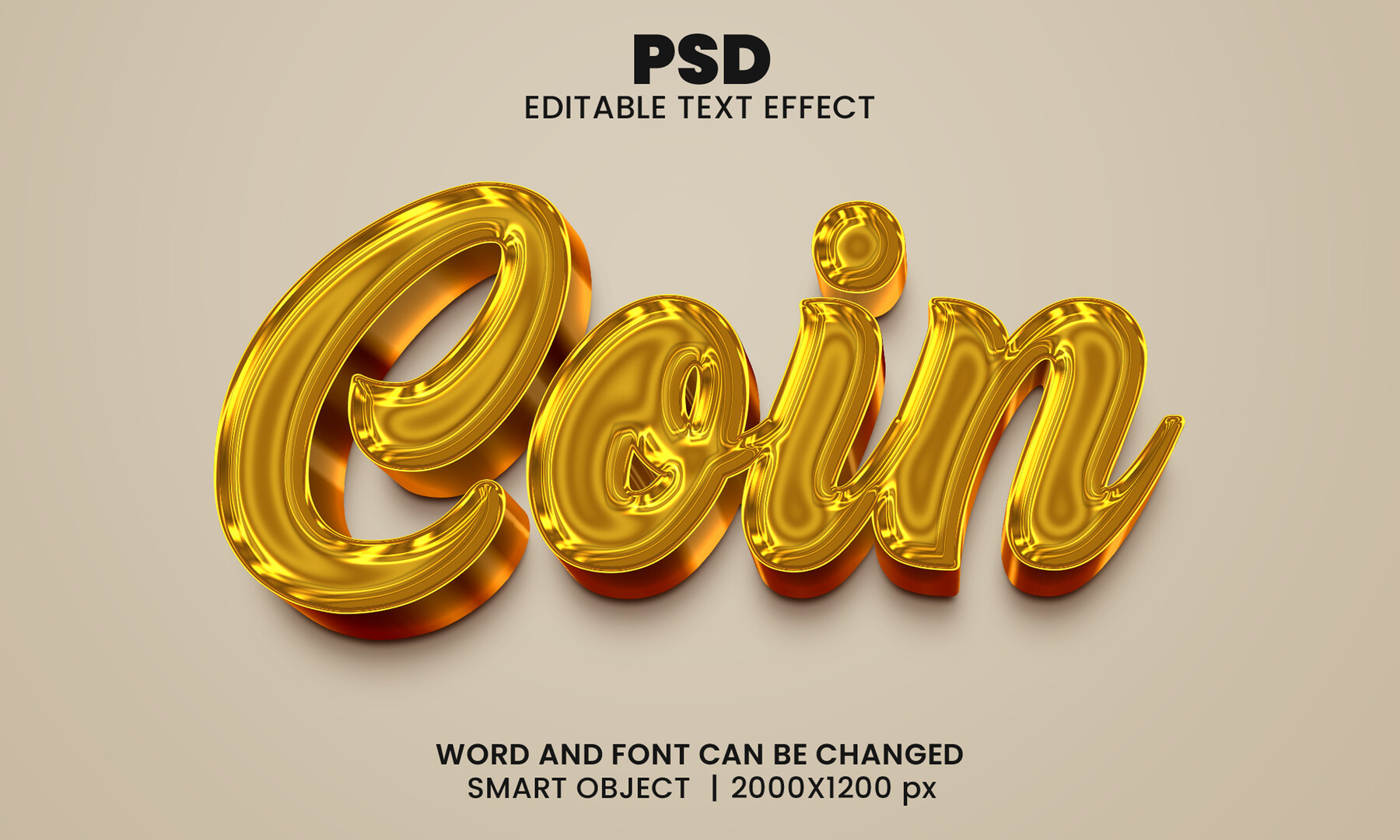 ArtStation - 3D Coin. PSD fully editable text effect. Layer style PSD