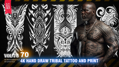 70 4K HAND DRAW TRIBAL TATTOO AND PRINT - HIGH END QUALITY RES - (ALPHA & TRANSPARENT) - VOL76