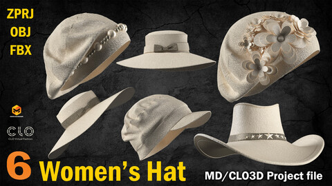 Women's  Hat  ( ZPRJ + OBJ+ FBX )