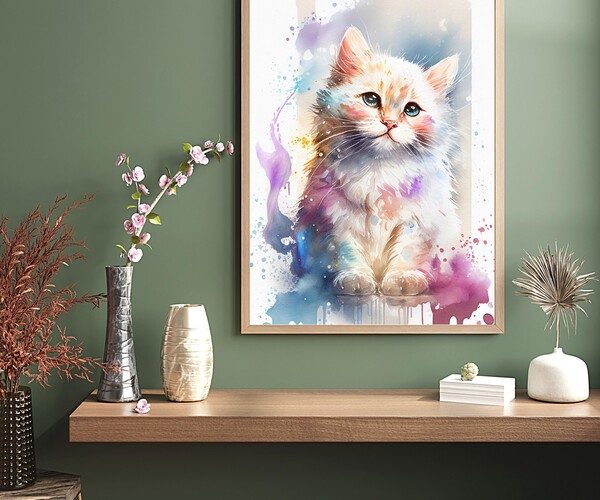 ArtStation - Baby Cute Animal Wall Art, Printable Cat Wall Art, Digital ...