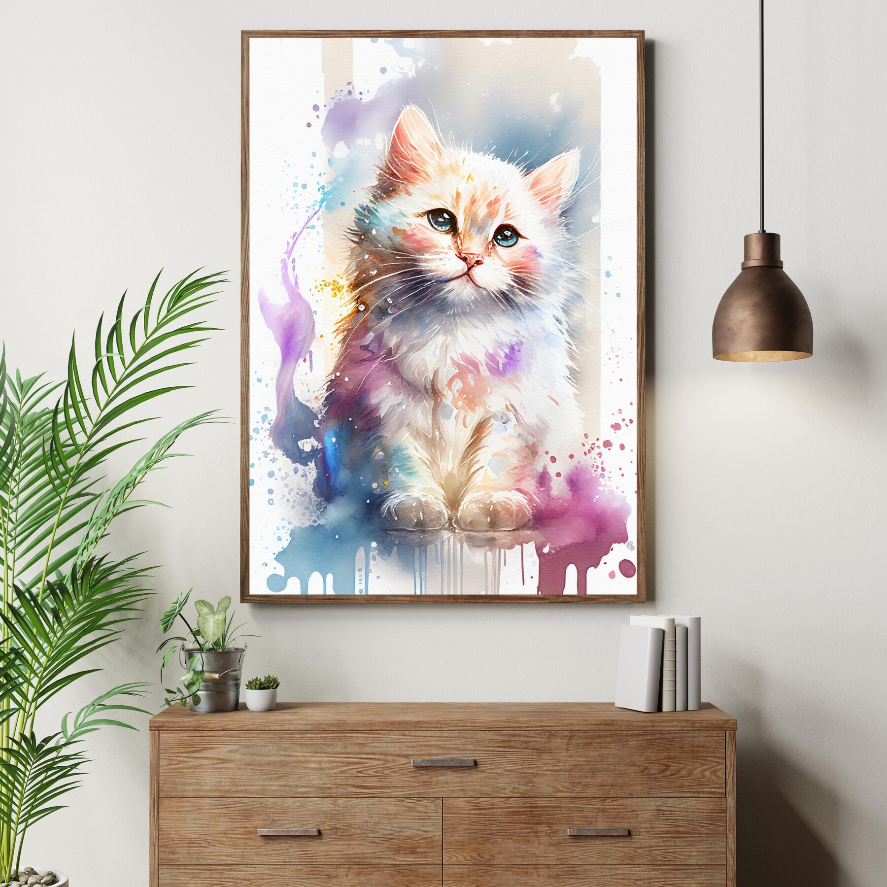 ArtStation - Baby Cute Animal Wall Art, Printable Cat Wall Art, Digital ...