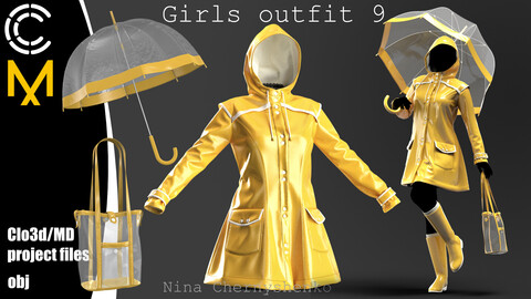 Girls outfit 9. Marvelous Designer/Clo3d project + OBJ.