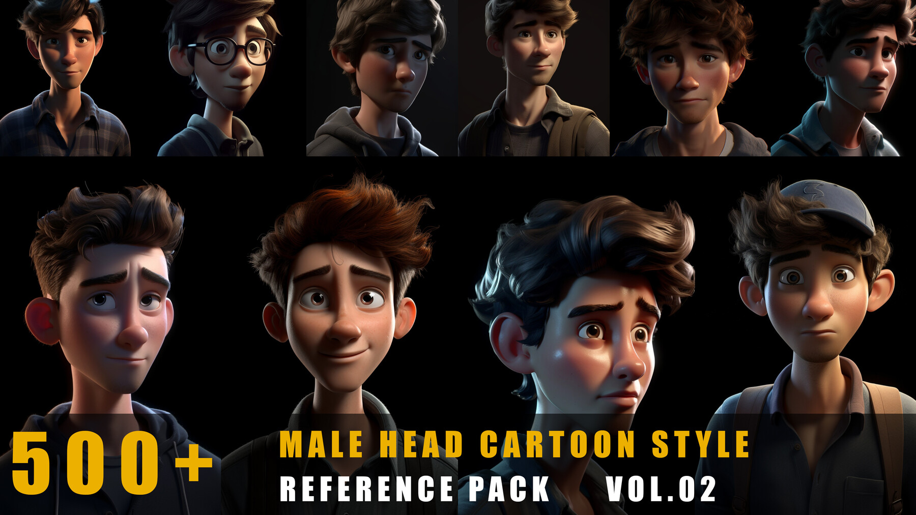 ArtStation - 500+ Male Head Cartoon Style - References Pack Vol.02 ...