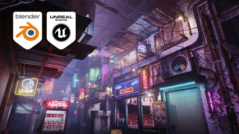 Cairo Streets - Day and Night - Animated Neon Signs - Egyptian Cyberpunk - Unreal Engine 5